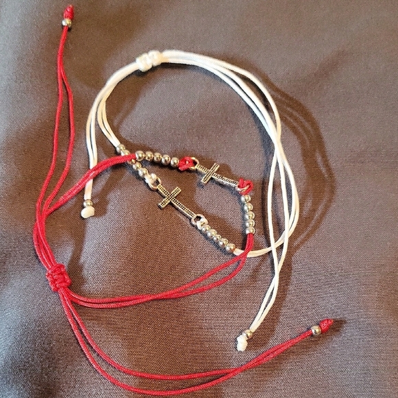 Jewelry - 🩷 3/$15 Red and White Cross Friendship Bracelets, Jewelry Of Faith NWOT
